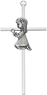 Religious Praying Girl Baptism Wall Cross for Babies, 6 Inch
