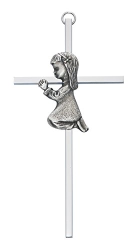 Religious Praying Girl Baptism Wall Cross for Babies, 6 Inch
