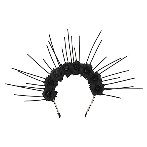 Halo Crown Halo Crown Headband Goddess Spiked Zip Tie Goddess Headpiece Halloween Costume Headpiece Headdress for Cosplay Weeding Party (Black)