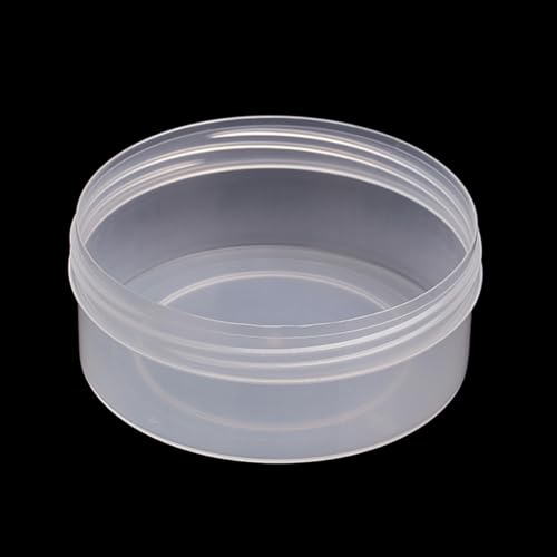 Image of 6 Pcs 7.44 oz Clear Plastic Round Storage Jars (3.86 x H1.61 inch) with Lid for Small Items, Like Jewelry, Earrings, Necklace, Rings, Cosmetics, Threads, Beads, Crafts, etc.