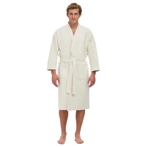 Image of Monarch Unisex Chamois Microfiber Shawl Hotel Robe - Soft Lightweight Fabric, Generously Sized Hotel & Spa Robe with Pockets