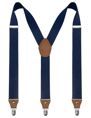 JEMYGINS 1.4 Wide Navy Blue Suspender with 3 Strong Clips Adjustable Braces for Men(5)