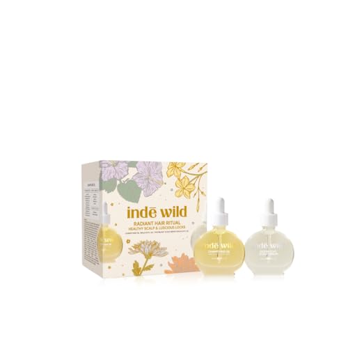 indē wild Radiant Hair Ritual Giftbox | Champi Hair Oil mini + Moonlight Growth Hair Serum Mini | Hair Fall, Boost Density, Soothe the Scalp, Strengthen Hair, Deeply Condition | Travel Size Minis