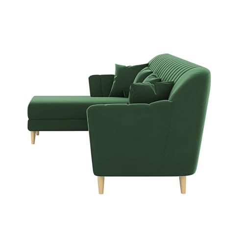 Image of Atticus LHS 6 Seater L Shape Sofa Set for Living Room (Green Fabric) Premium Fabric Sofa Set