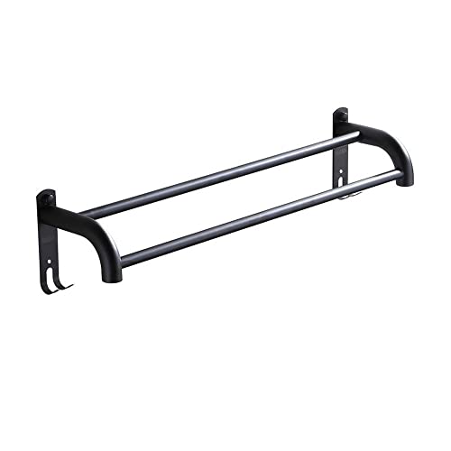 Porte-serviettes double barre en acier galvanisé noir mat antirouille