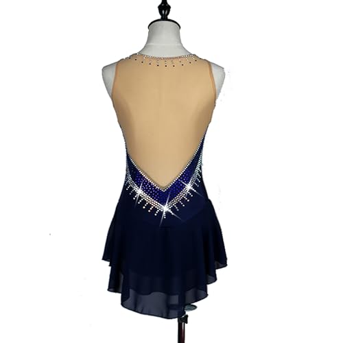 VVieer Vestido de patinação artística saia de malha azul gradiente sem mangas desempenho de competiç
