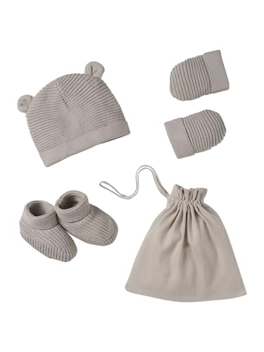 Ensemble bonnet moufles chaussons en coton bio VERTBAUDET, cadeau de naissance idéal