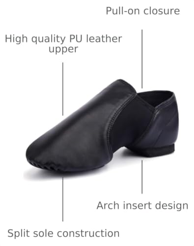 Linodes Unisex 006 PU Leather Upper Slip-on Jazz Shoe for Women and Men's Dance Shoes
