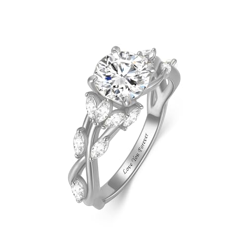 Personalized Flower Ring 10K/14K/18K Solid Gold/Sterling Silver Moissanite Personalized Name Ring Customized Engagement Wedding Promise Ring Jewelry Gift for Women