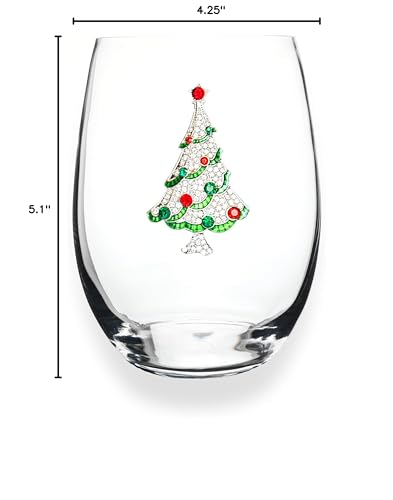 Thequeensjewelschristmastreejeweledstemlesswineglass21ozuniquegiftforwomenbirthdaycutefunholidaynotpainteddecoratedblingbedazzledrhinestone  Urban Country Home Decor The queens jewels christmas tree jeweled stemless wine glass 21 oz unique gift for women birthday cute fun holiday not painted decorated bling bedazzled rhinestone  urban country home decor