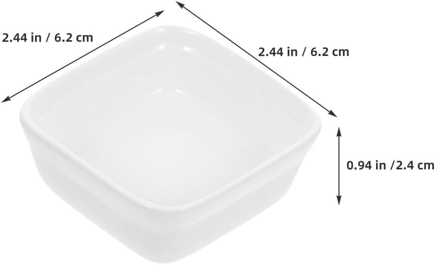Ipetboom 8pcs White Ceramic Sauce Plates: Small Square Bowls - Appetizers & Condiments Dish For Dipping Seasoning Ketchup Serving Side Dishes