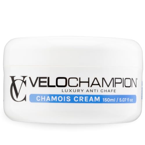 VeloChampion Crema Antiirritación de Gamuza Lujosa para Ciclismo, Carrera y Otras Actividades Deportivas. Reduce la fricción para Hombres y Mujeres. (Sin mentol, 150 ml)