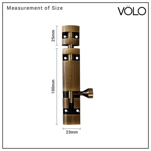 Image of VOLO Aluminium Tower Bolt with Stainless Steel Rod - Heavy Duty Door & Window Latch for Home and Office | Main Door Tower Bolt | Kundi /Chitakini | Pack of 2 Pieces (Antique Brass, 4 Inch)