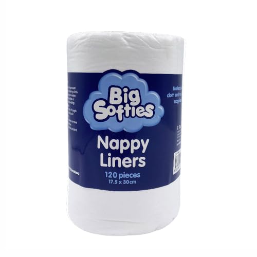 Big Softies Bamboo Nappy Liners, White, 120 Count