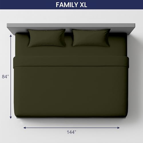 Image of SGI bedding 144 inchx84 inch 4 Pc Family XL Sheet Set 600 TC 15 inch Deep, Olive Green