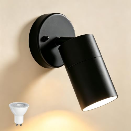Image of YOVGQOLV Outdoor Wall Lights Adjustable Spotlight Downlight,Black