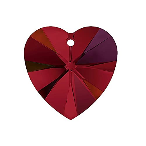 2 Swarovski éléments pendentif - coeur (6228), siam, 10,3x10mm (SWAROVSKI ELEMENTS pendant - heart (6228), siam)