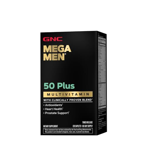 GNC Mega Men 50 Plus Multivitamin for Men | Antioxidants | Heart Health | Prostate and Circulatory Support | 120 Count