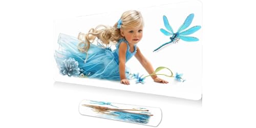 Grand tapis de souris gamer libellule fleurit votre bureau de fille et de joueuse