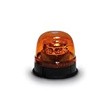 GoodYear - Rotativo LED Ámbar 12‑24V para Tractor y Vehículos, Luz de Emergencia Estroboscópica 24W Homologada CE, Fijación Metálica, Plantilla Instalación, IP67, Compacto 14×14×12,5cm