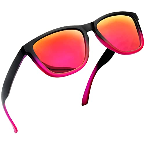 Image of Joopin Square Polarized Sunglasses for Men, Designer Trendy Reflective Sun Glasses UV400 Protection, Retro Red Sunnies Golf Fishing Shades