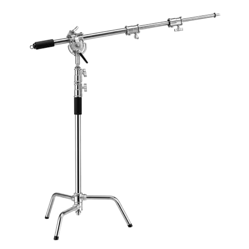 Image of Amazon Basics Heavy Duty Light Boom C-Stand with 3.5ft Holding Arm & Grip Head, Multi Angle Adjustment, Spring Loaded Aluminium Rod, for Flashlights, Reflectors, Softboxes & Umbrellas