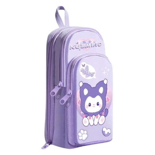 Image of Invite Cartoon Theme 3D EVA Pencil Case - Multipurpose Zipper Pouch for Kids, Girls - Pen and Stationery Storage Box (Kulmiao-Purple)