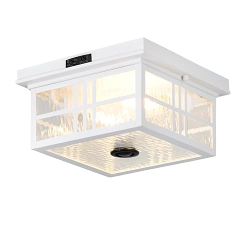 HILUXIA Outdoor Ceiling Light Motion Sensor Flush Mount Fixture, Porch Front Exterior Ceiling Lights...