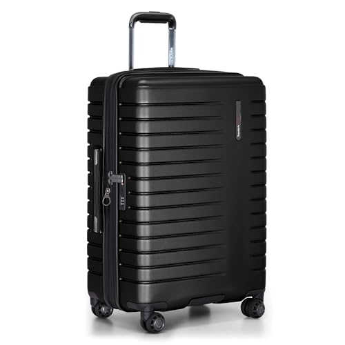 Image of Traveler's Choice Archer Polycarbonate Hardside Spinner Luggage Set,Tie Down Straps, Black, 3-Piece