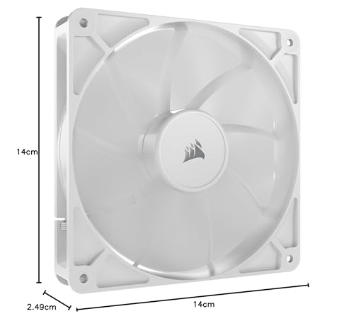 CORSAIR RS140 140mm Ventilateur PWM – Connexion Daisy-Chain – Faible Bruit – Roulement à Dôme Magnétique – Paquet Unique – Blanc