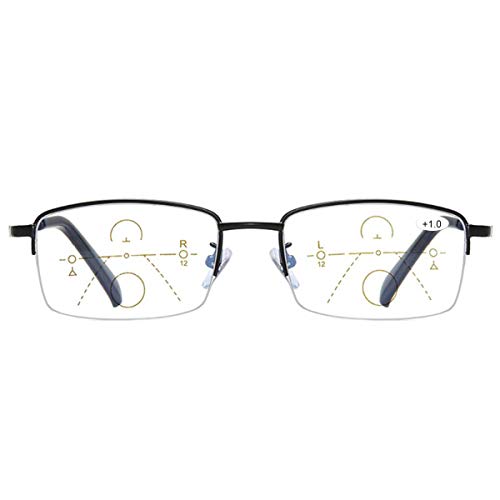 Progressives Multifokal Lesebrille Blaulichtfilter Brille Computerbrille für Frauen Männer Anti Müdigkeit Multi Fokus Intelligenter Zoom Nah und Fern Titanlegierung Vergrößerungs Presbyopie Leser Cover