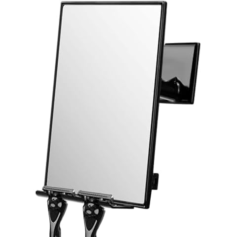 LFOYOU Shower Mirror for Shaving - with Squeegee, Razor Holder & Swivel, 360°Rotation Adjustable Mirror, Accessories, Bathroom Holds Razors Cover