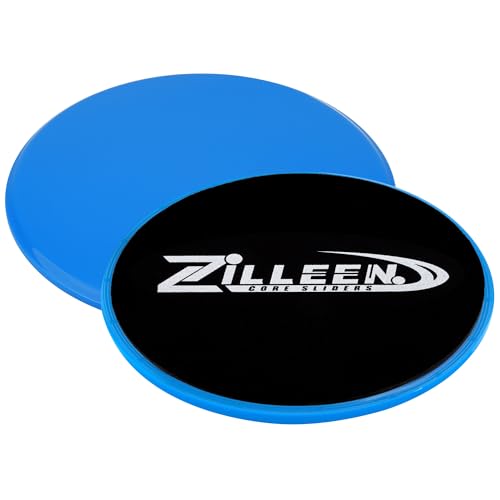ZILLEEN Exercise Sliders for Working Out Blue Fitness Discs for Pilates Women Men, 2 Pack