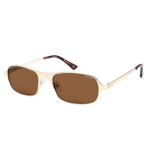 Image of SOJOS Retro Rectangle Polarized Sunglasses for Men Women, 70s 80s Vintage Small Square Sunnies SJ1267