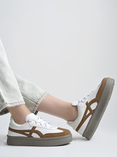 Image of Shoetopia Women's Casual Sneakers || Lace-Up Low-Top Shoes with Cushioned Sole || Trendy Daily Footwear Walking