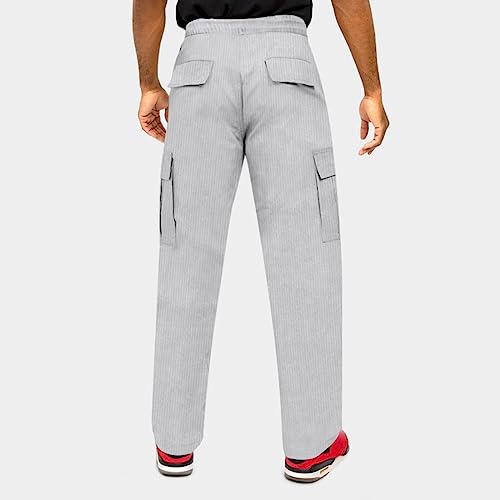 Mens Corduroy Pants Straight Leg Casual Cargo Pants Solid Color Elastic Waist Drawstring Sweatpants with Pockets4