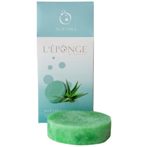 L'ÉPONGE – Esponja de ducha de aloe vera, innovadora esponja de baño 4 en 1 con jabón natural espumante, aroma intenso y suave efecto exfoliante, esponja natural para hasta 30 lavados