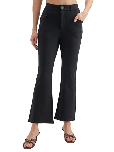 Image of Tokyo Talkies Women's Stretchable Bootcut Pants | High Rise Flared Trousers |Travel & Formal Wear|Workwear Trousers