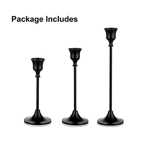 Romadedi Candlestick Holder Matte Black Candle Holder Set Of 3 Decorative Candle Holder For Taper Candle For Fireplace Mantel Dinning Table Home Decorations Black 1 Set thumb #5