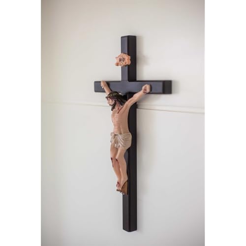 3000 - Crucifixo de parede c/Cristo em resina 33 cm