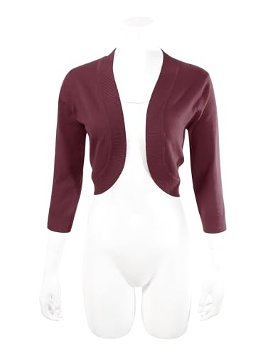 Image of Allsense Women's 3 /4 Sleeve Bolero Shrug for Dresses | Open Front Cropped Cardigan, Lightweight Knit Dress Cover Up