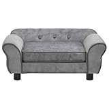 vidaXL Hundebett, 72x45x30 cm, Für Mittelgroße Haustiere, Weiches Plüsch & Schaumstoff, Grau, Katzen- oder Hundesofa, Holzbeine, Haustiersofa, Innenbereich