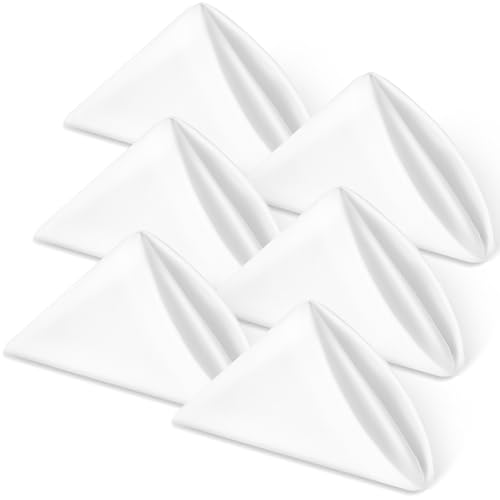 AiQInu Stoffservietten Weiß Baumwolle in 40x40 cm,6er-Set,mit Umlaufendem Rand，Waschbare Tischservietten für Hotel, Mittagessen, Restaurant, Hochzeiten, Veranstaltungen und Partys