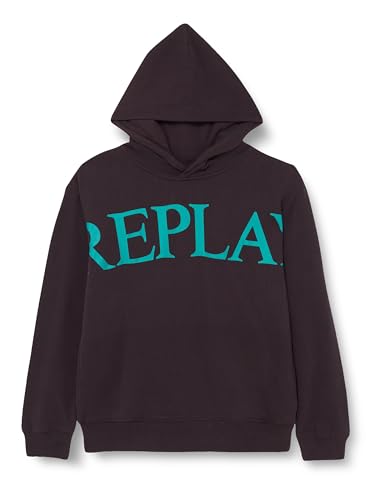 Sweat à capuche garçon Replay Sb2452 en molleton premium carbon finish