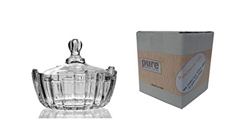 Image of Pure Source India Glass Candy Jar /Candy Bowl 5 Inch - Multicolor, 500 Ml