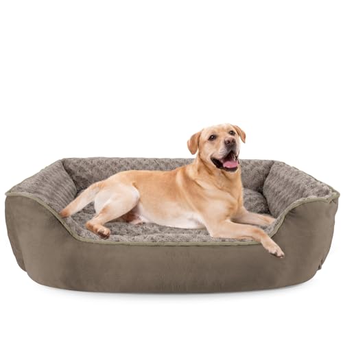 JOEJOY Rectangle Dog Bed for Large Medium Small Dogs - Washable Orthopedic Sofa Bed, Soft Breathable Puppy & Pet Cuddler, Durable Calming Dog Bed with Anti-Slip Bottom, Multiple Sizes, Dark Brown