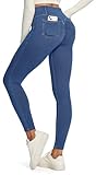 IUGA Butt Lifting Jeans for Women Trendy High Waisted Stretchy Women Jeans Skinny Jeggings Tummy Control with Pockets Light Blue