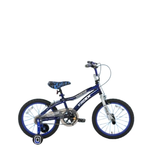 V Rock Black Ice 18T Kids BMX Cycle – Blue-Silver, 18 Inch Steel Frame, Coaster Hub, Training Wheels, Single Speed Bike for Boys & Girls (4–6 Years)
