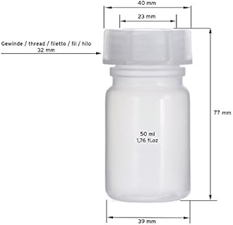 Octopus 5x 50 ml LDPE Wide-Mouth Bottles with Screw Caps - Empty Chemical & Laboratory Storage Containers for Kitchen or Hobby