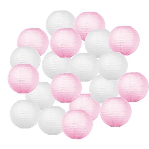 YoniYa 20pcs Lanternes En Papier Blanc 15 20 25 30cm Lampion Boule Abat Jour Papier Lanternes